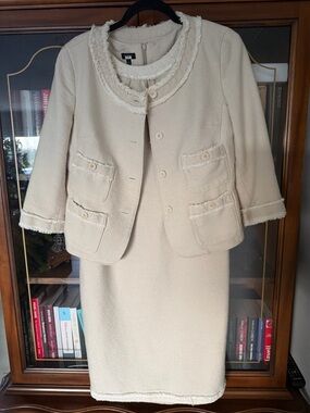 Talbots Cream Tweed Jacket and Skirt Set